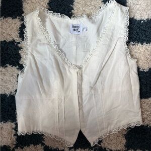 Princess Polly White Lace-Edged Top